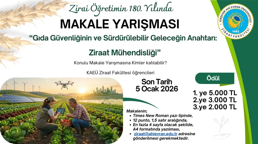 Zirai Öğretimin 180. Yılında Makale Yarışması